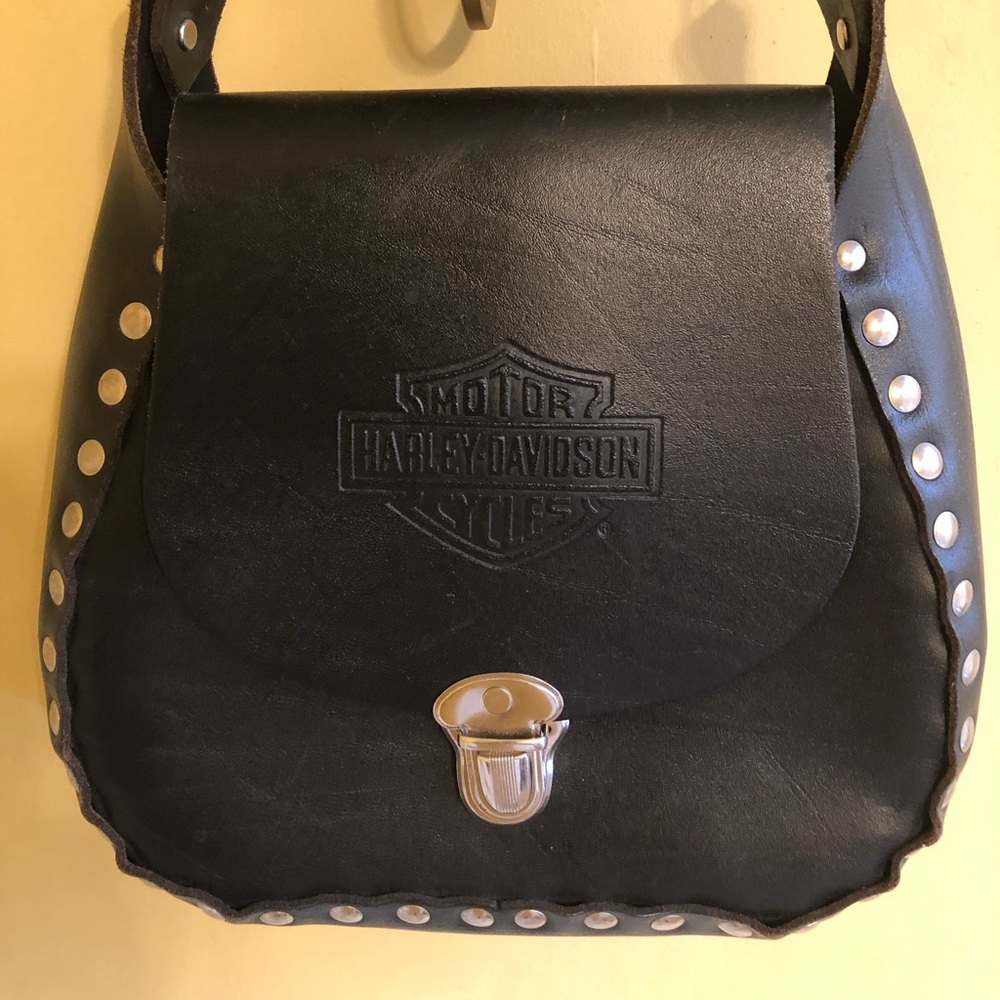 Leather Harley Davidson studded purse